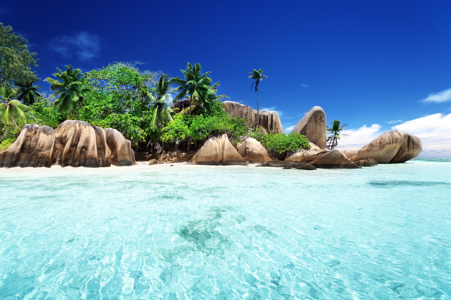 Une plage paradisiaque de l'île de la Digue aux Seychelles