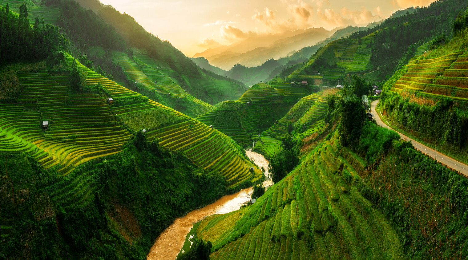 Paysage de rizière en terrasse près de Sapa au Vietnam