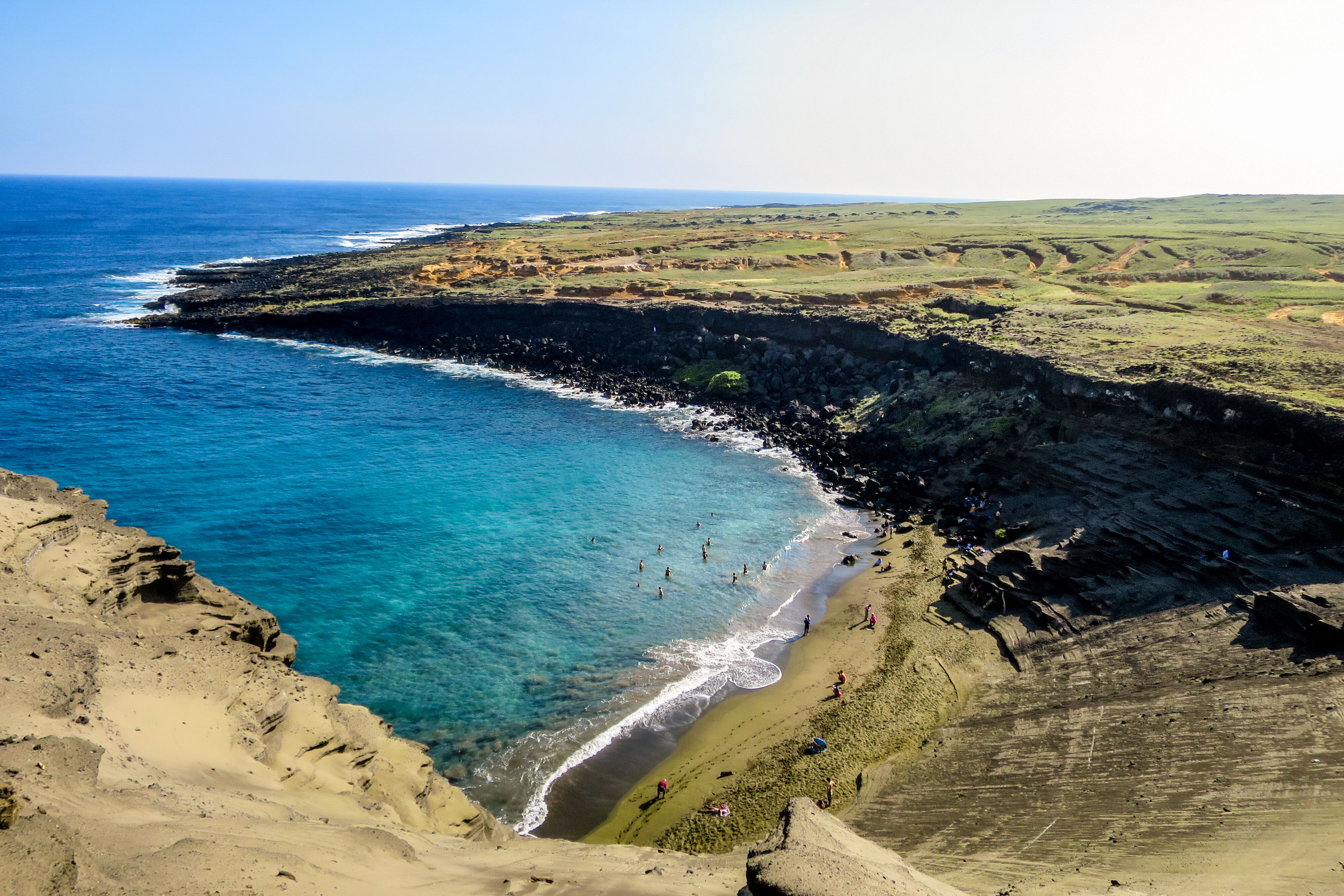 Green sand beach et Black sand beach 