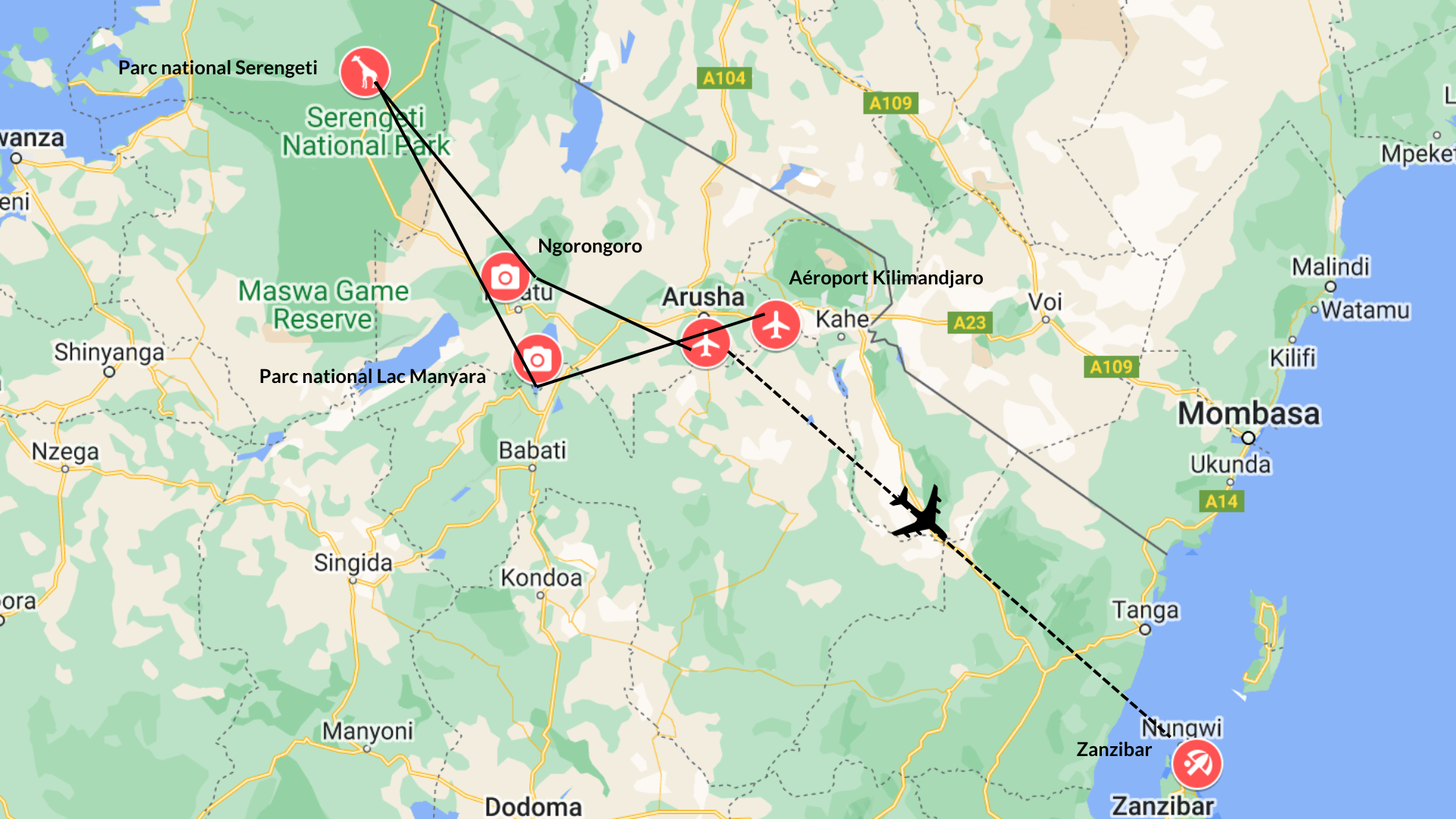 Votre itinéraire à travers la Tanzanie