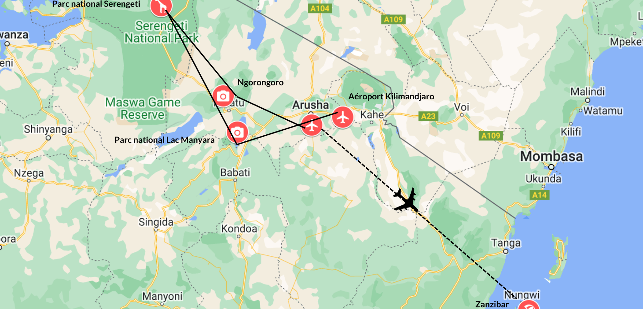Votre itinéraire à travers la Tanzanie