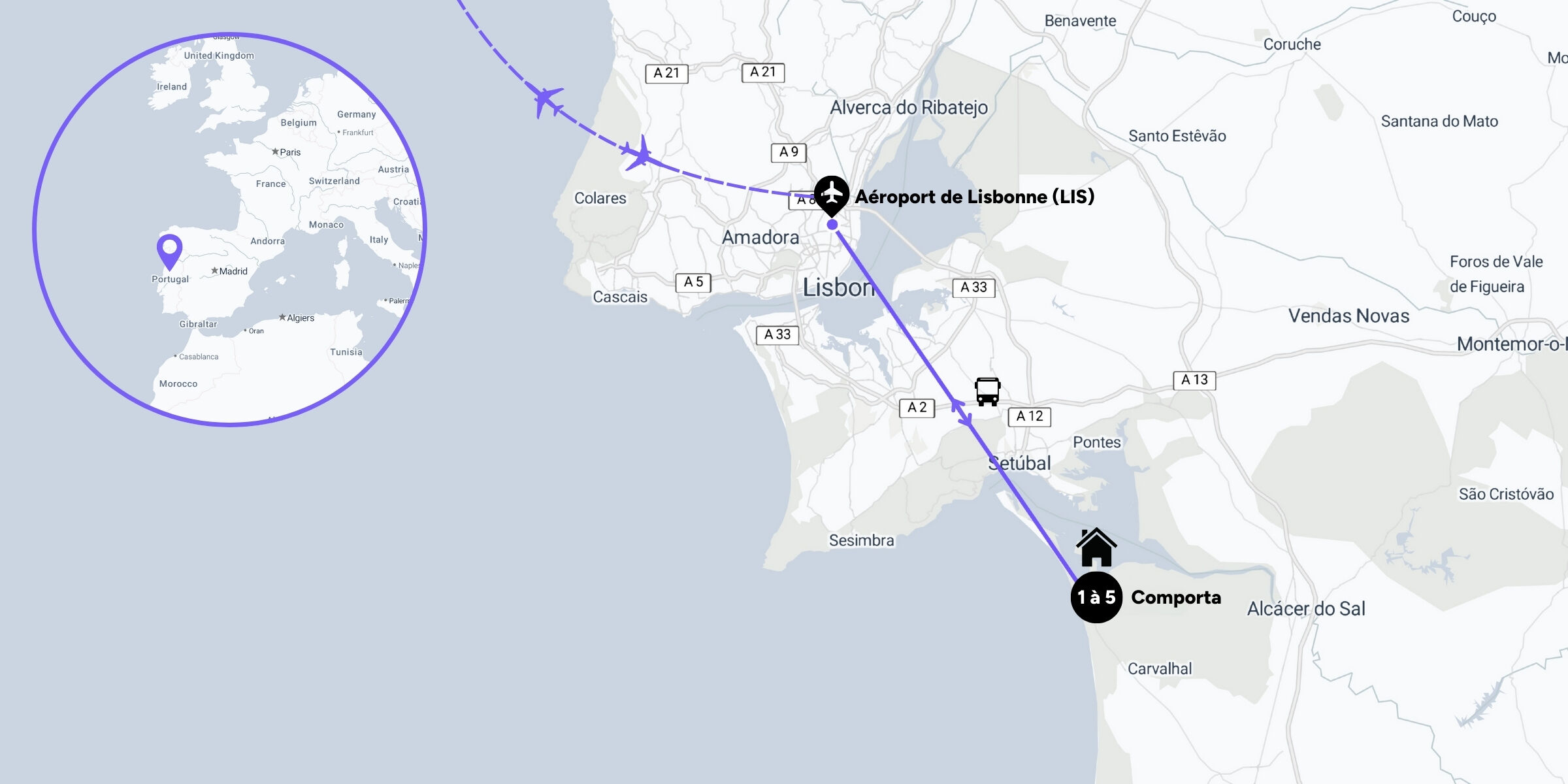 L'itinéraire de votre séjour bien-être à Comporta
