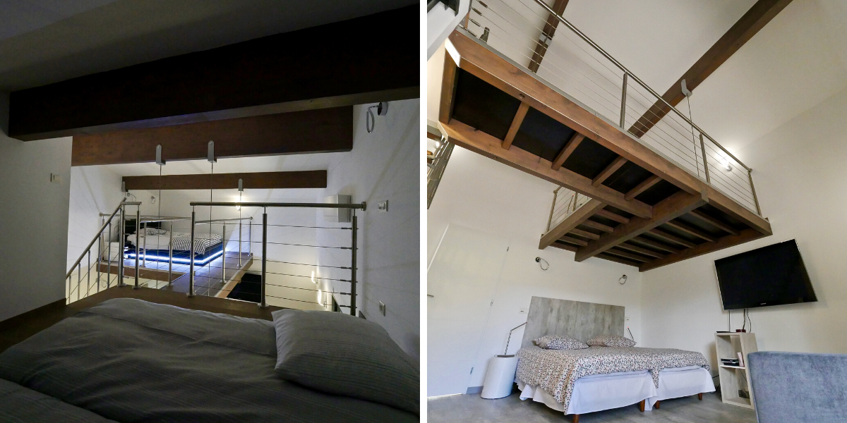 Installez-vous dans vos jolies chambres à partager (chambre avec mezzanine, pour 3 copines - lits séparés)