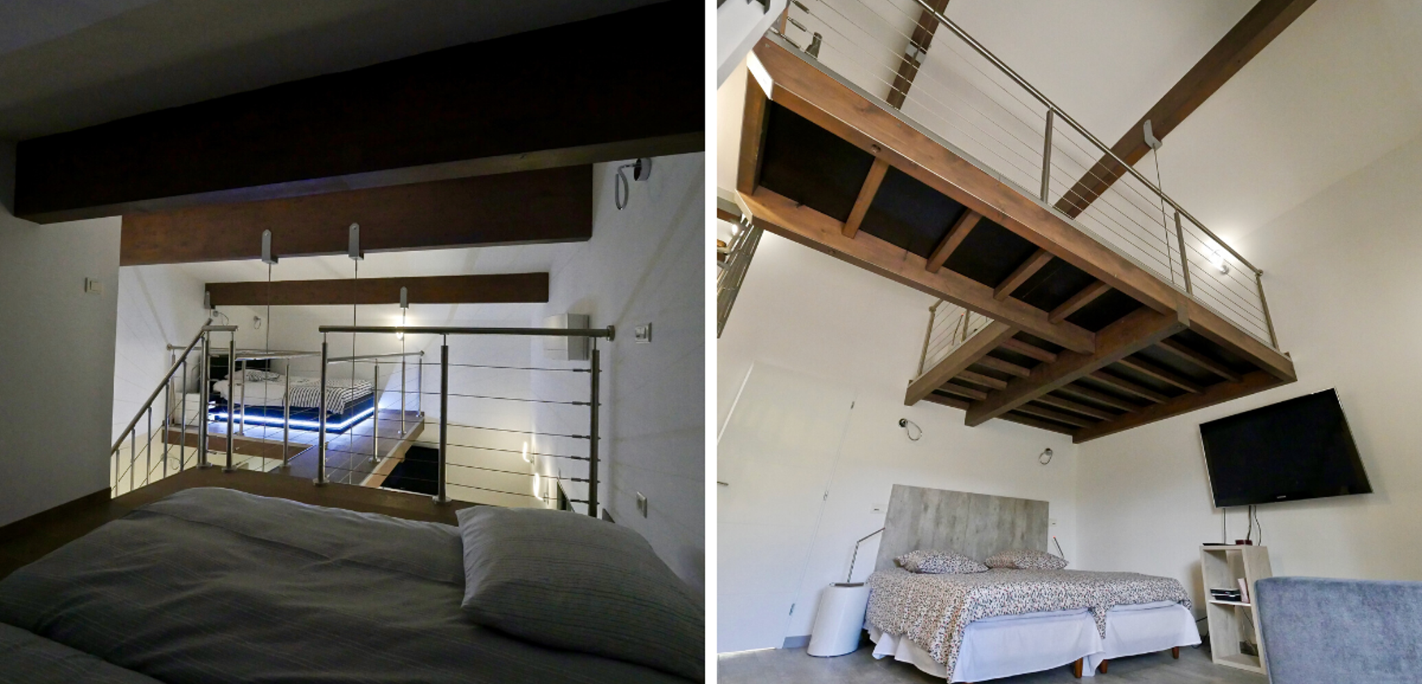 Installez-vous dans vos jolies chambres à partager (chambre avec mezzanine, pour 3 copines - lits séparés)