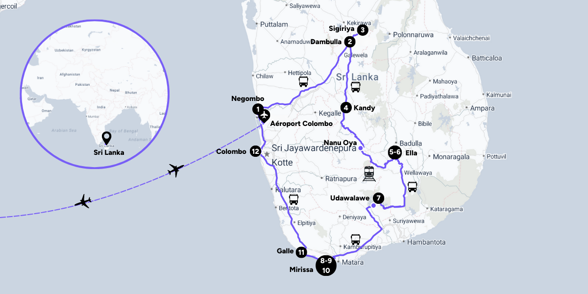 Votre itinéraire au Sri Lanka