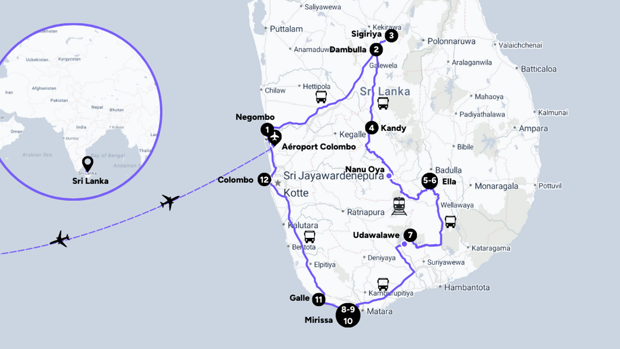 Votre itinéraire au Sri Lanka
