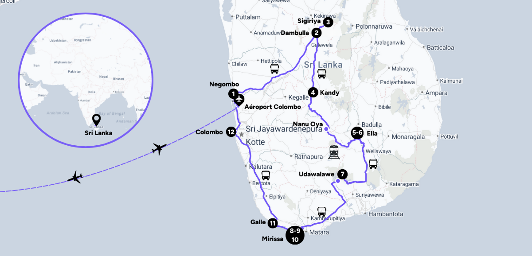 Votre itinéraire au Sri Lanka