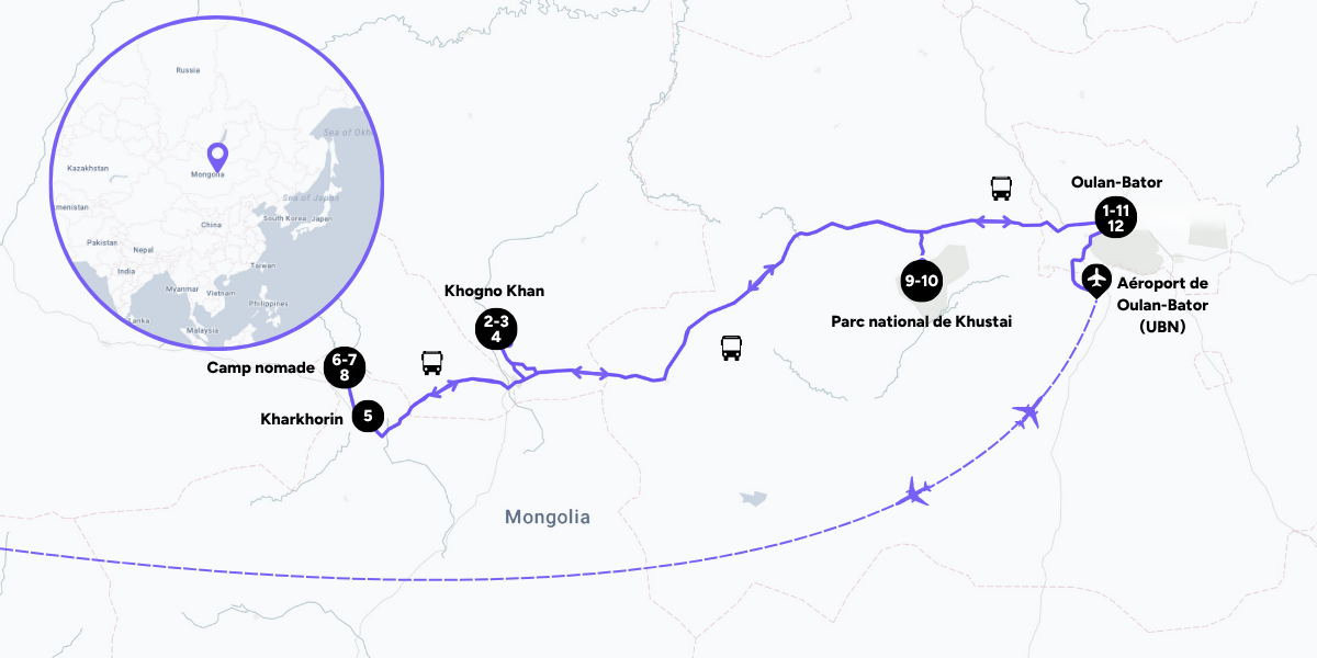 L'itinéraire de votre voyage 
