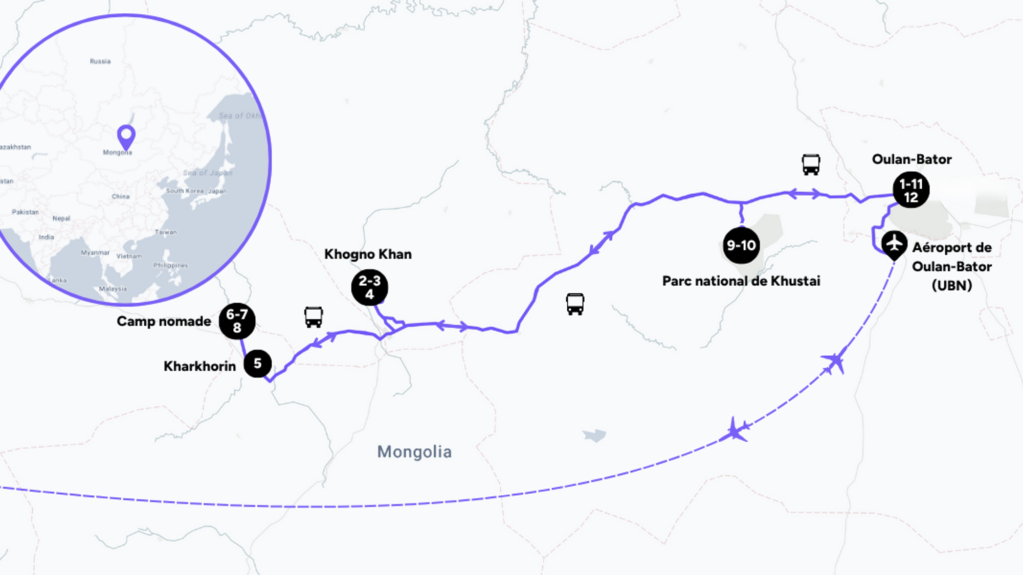 L'itinéraire de votre voyage