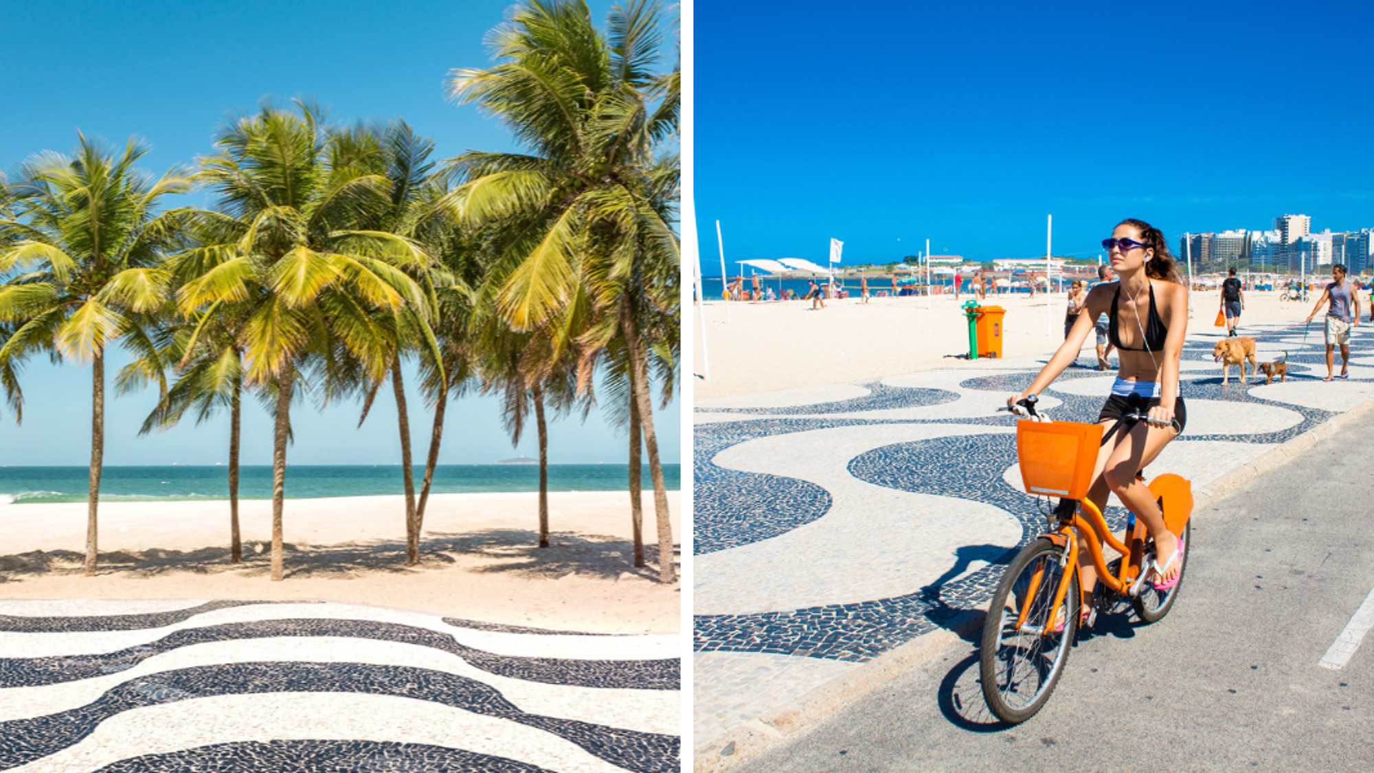 A vélo le long de la plage d'Ipanema