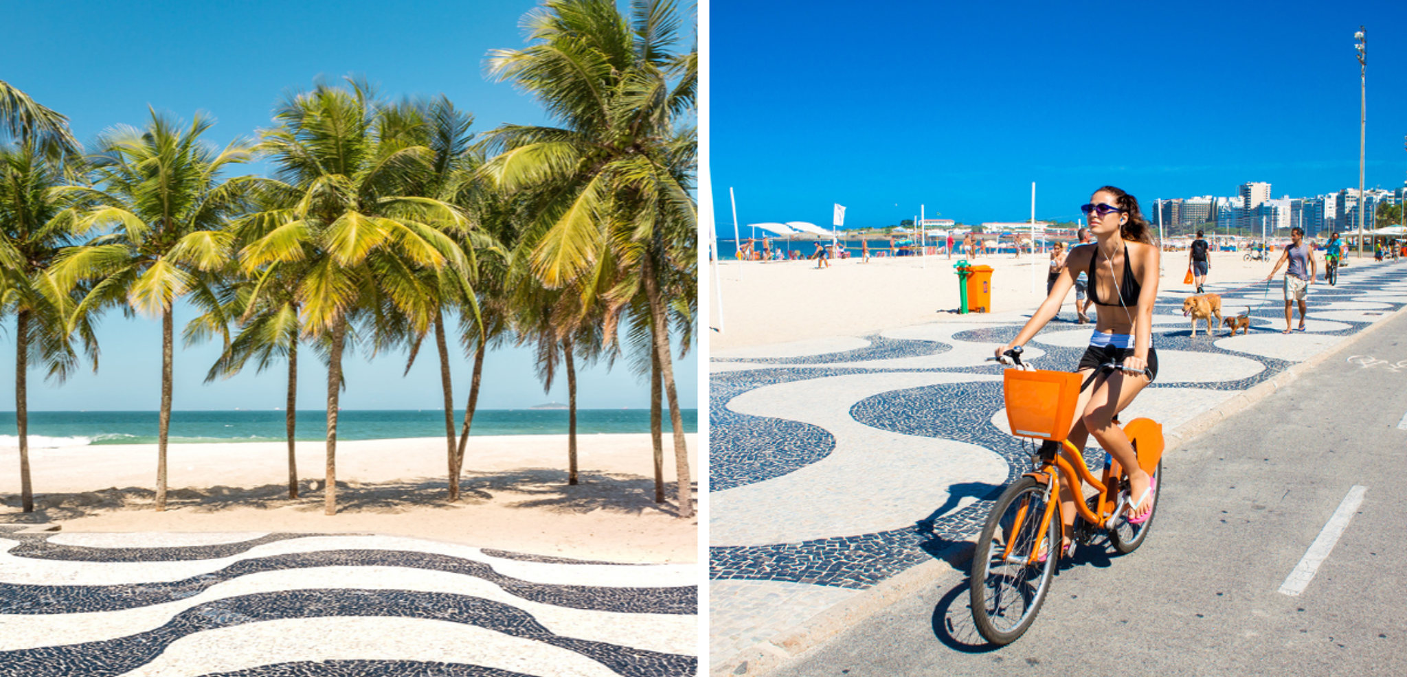 A vélo le long de la plage d'Ipanema