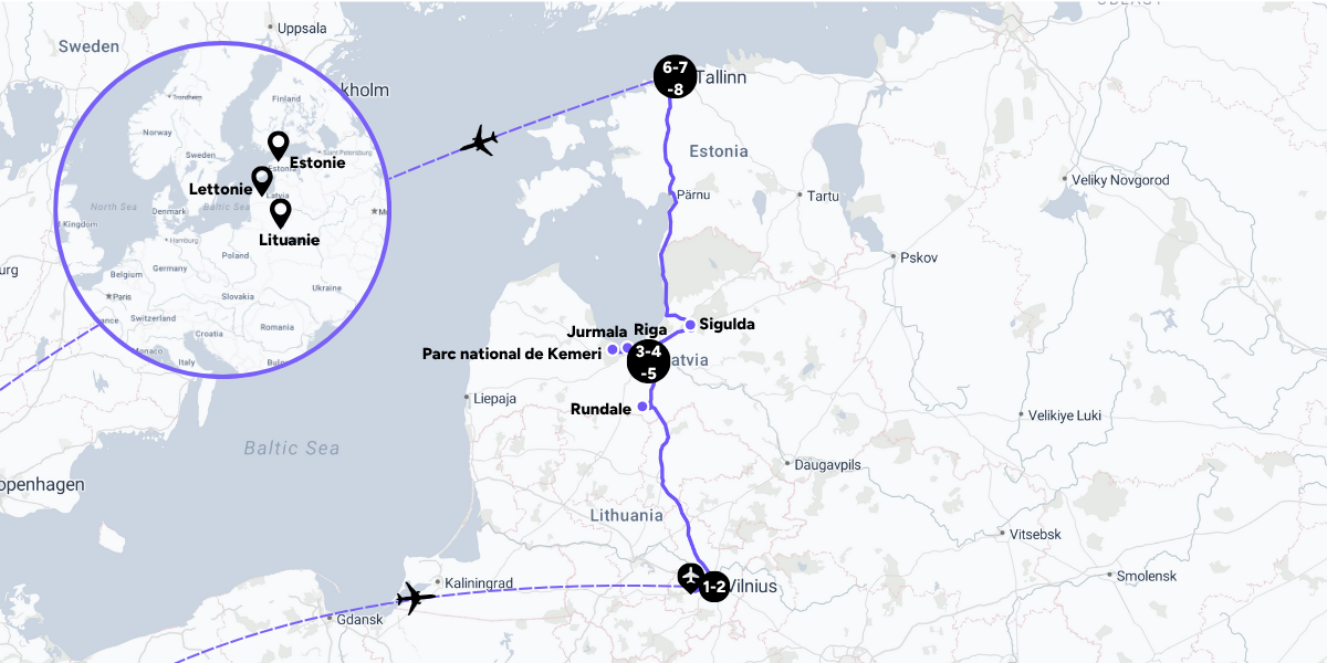 Votre itinéraire à la découverte des trésors des pays baltes  