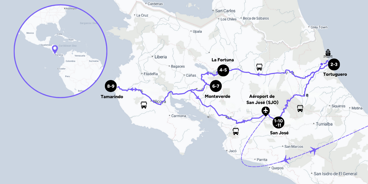 L'itinéraire de votre voyage 