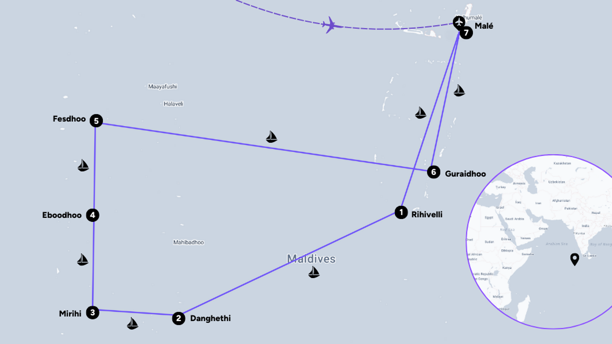 L’itinéraire de votre croisière (sous réserve des conditions météo)