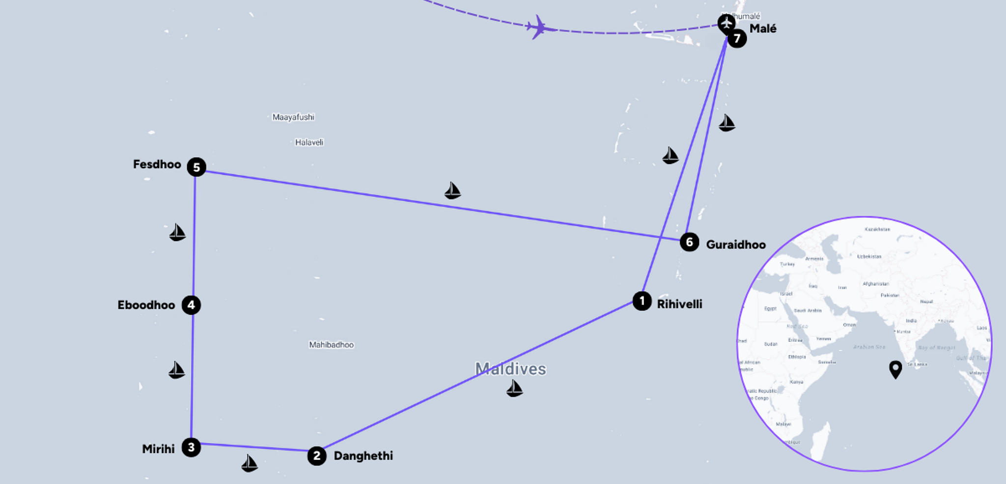 L’itinéraire de votre croisière (sous réserve des conditions météo)
