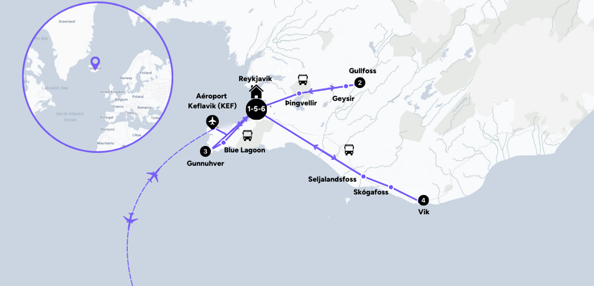 L'itinéraire de votre voyage (version hiver)