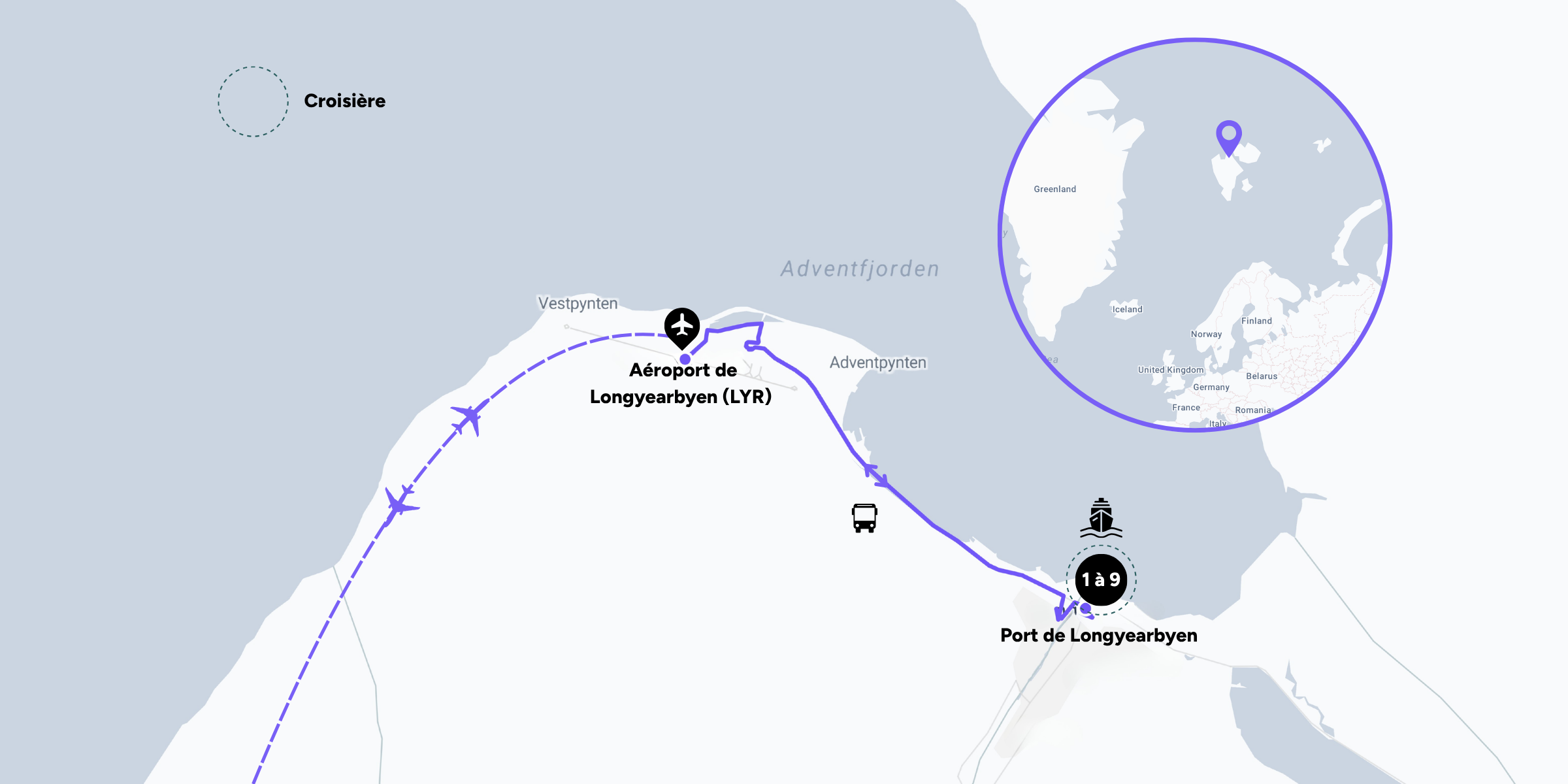 L'itinéraire de votre croisière au Svalbard