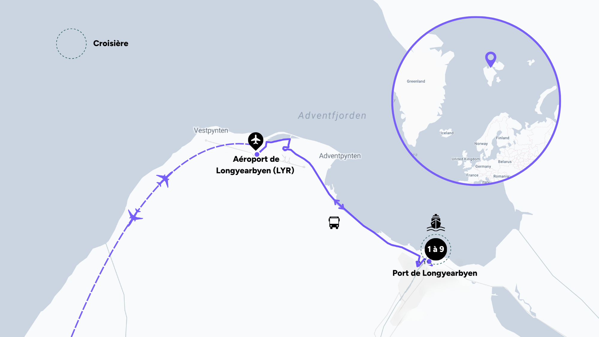 L'itinéraire de votre croisière au Svalbard