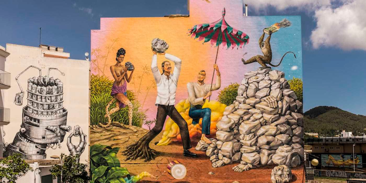 Street-art à Sant Antoni de Portmany, Ibiza, Espagne 