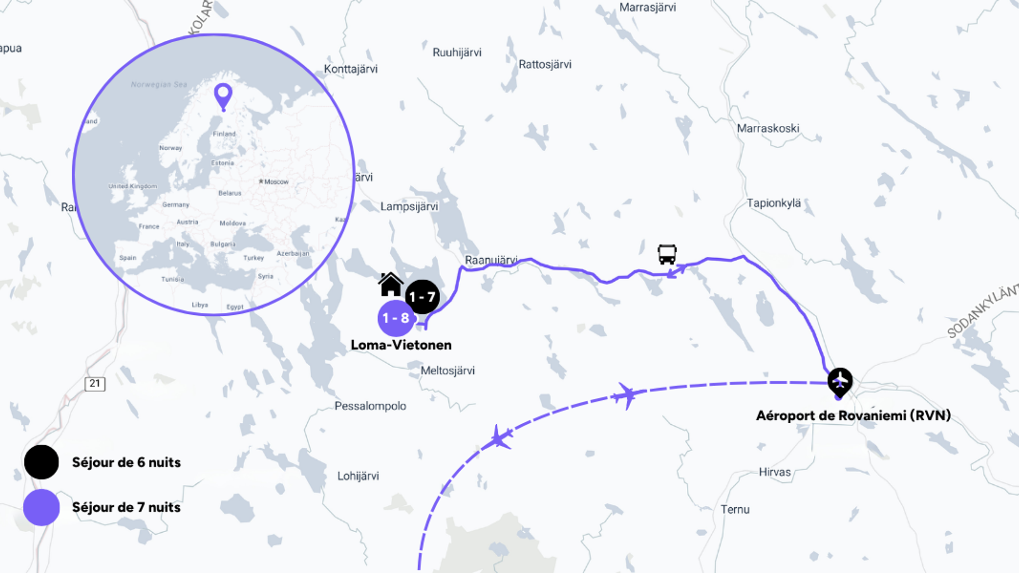 L'itinéraire de votre séjour en Finlande