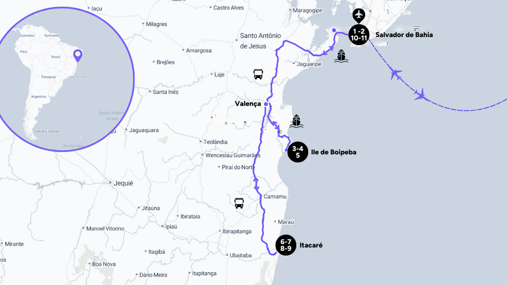L'itinéraire de votre voyage