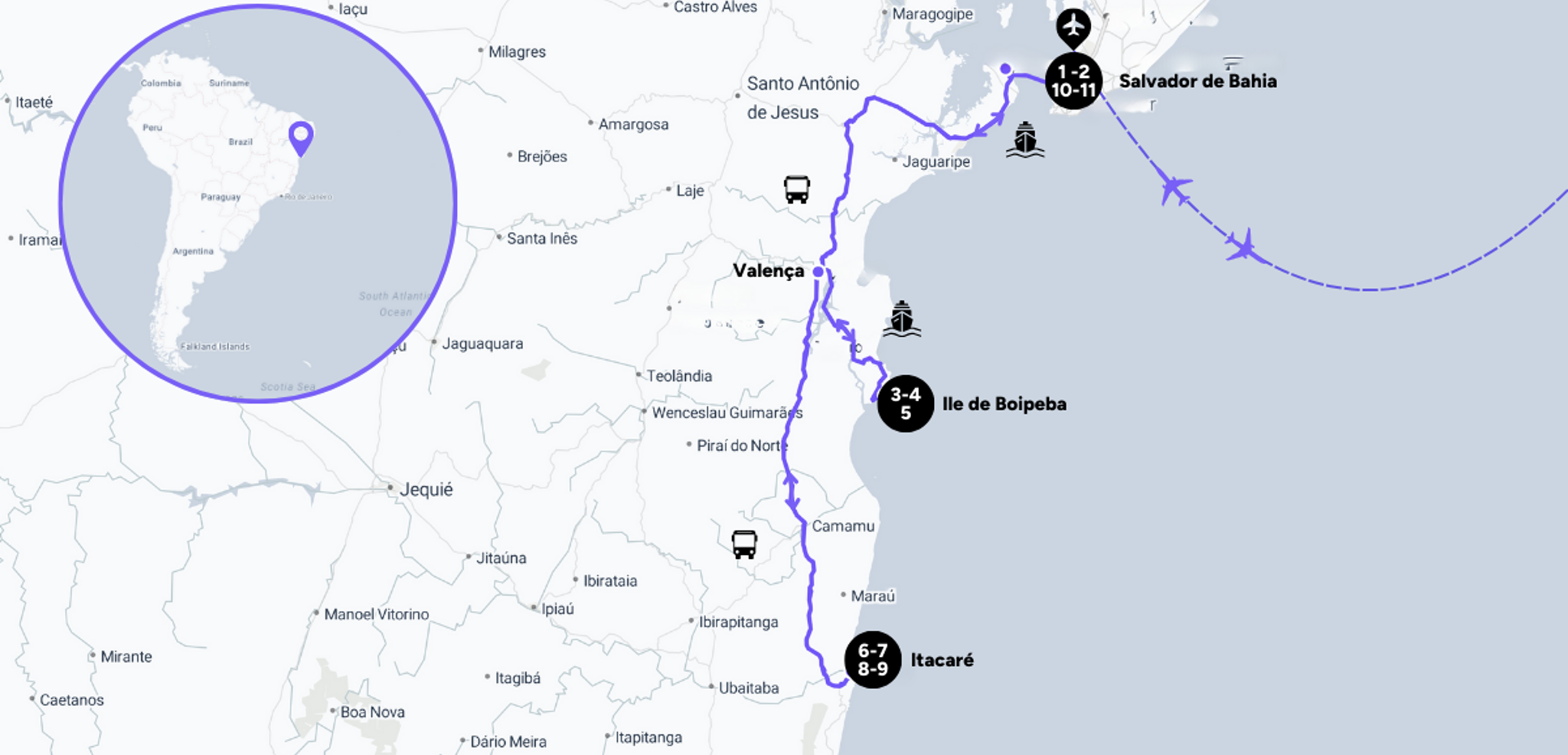 L'itinéraire de votre voyage