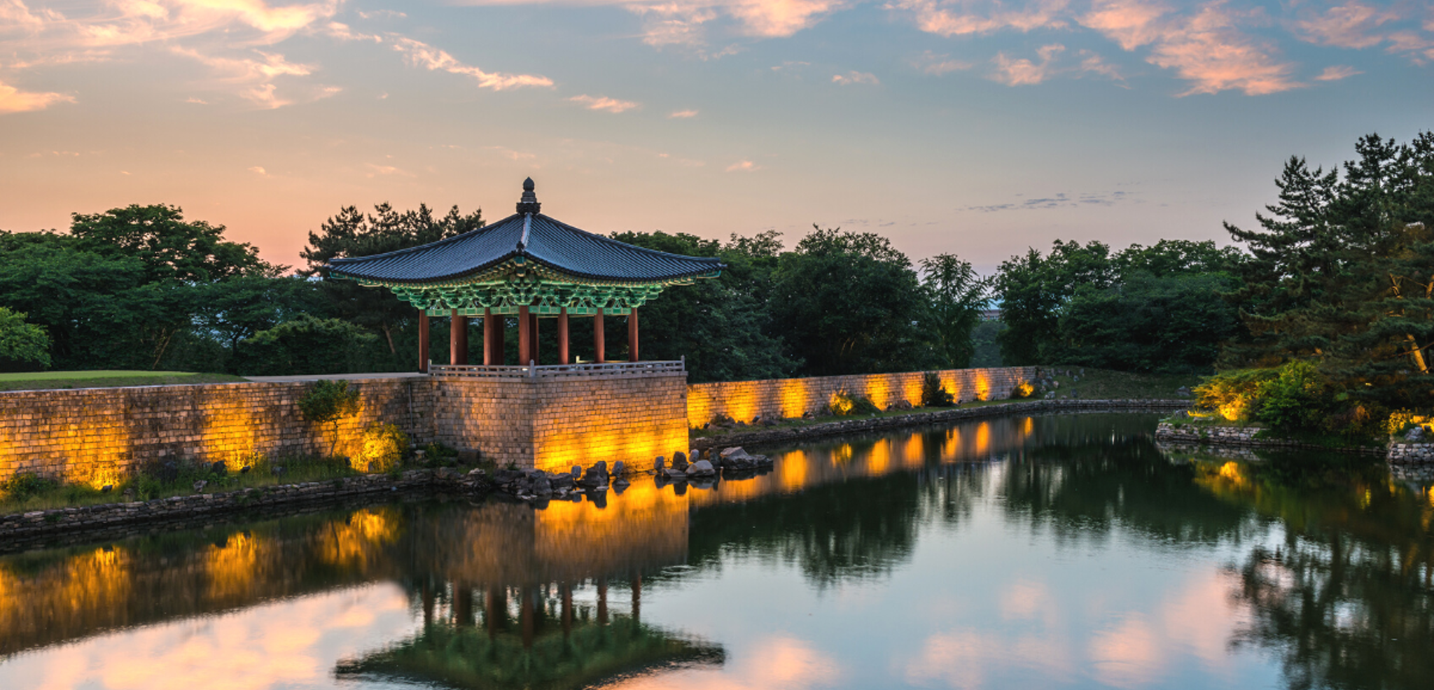 Anapji à la tombée de la nuit, Gyeongju