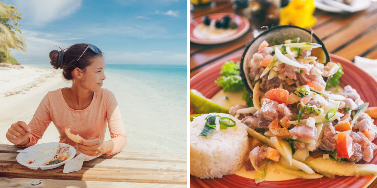 Déjeuner de saveurs exotiques les pieds dans l'eau 