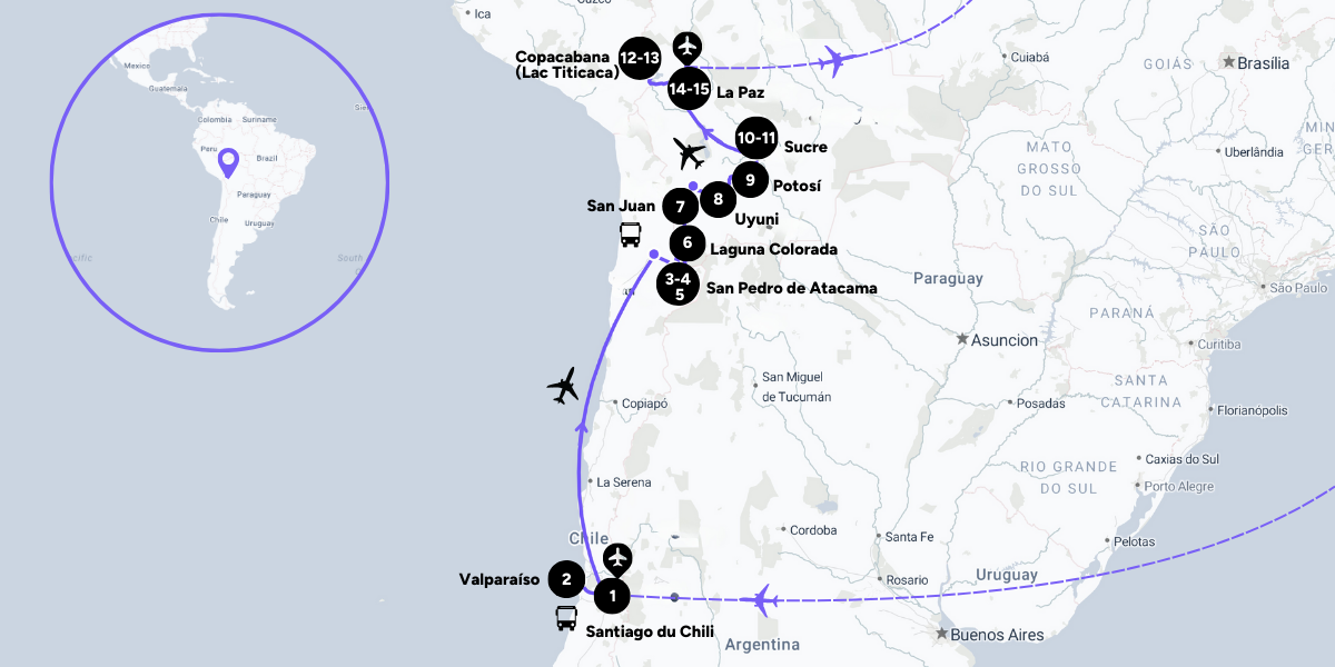 L'itinéraire de votre voyage 