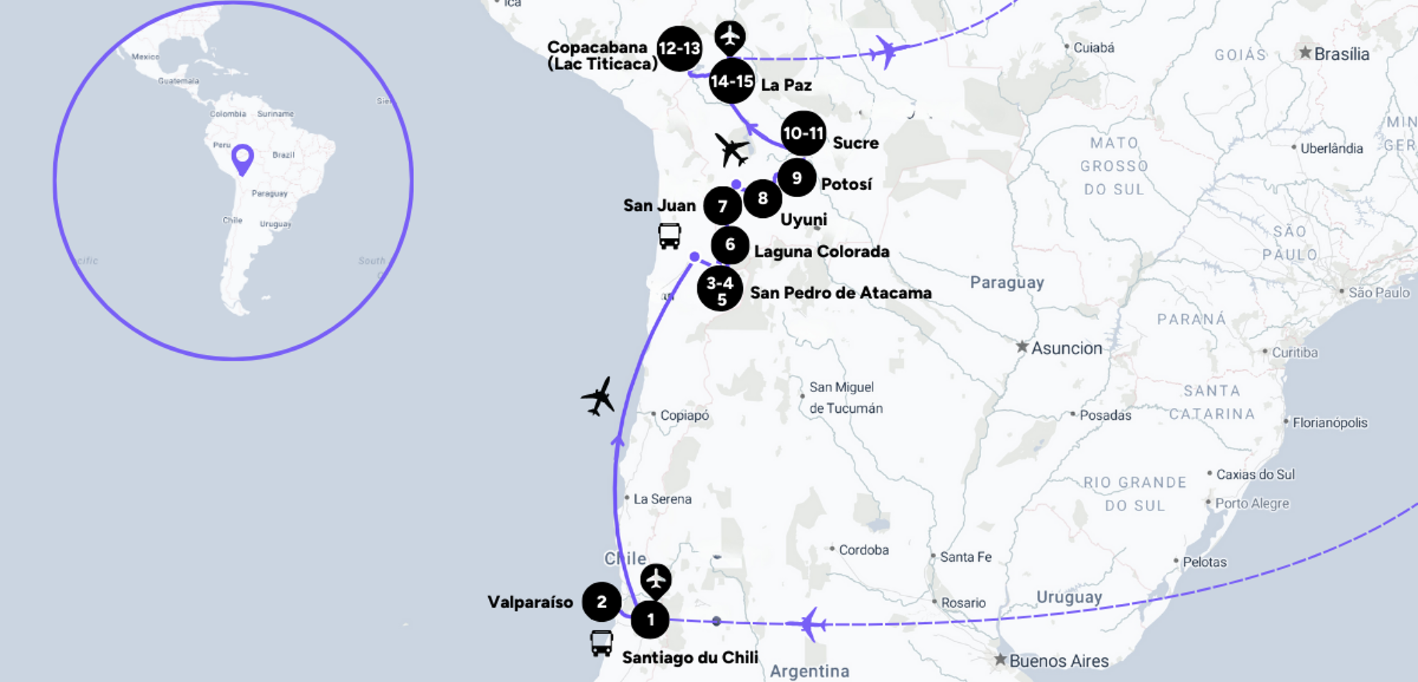 L'itinéraire de votre voyage