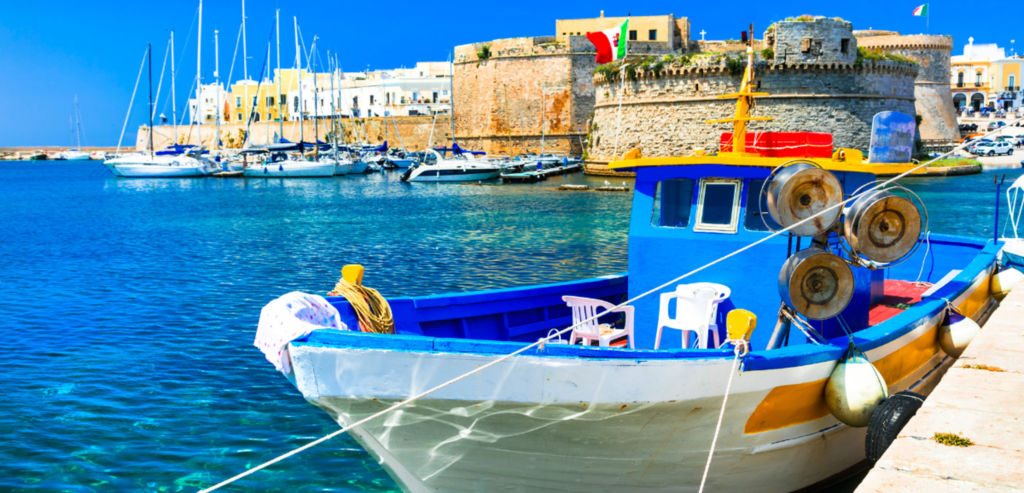 Le Vieux port de Gallipoli, vue sur le château