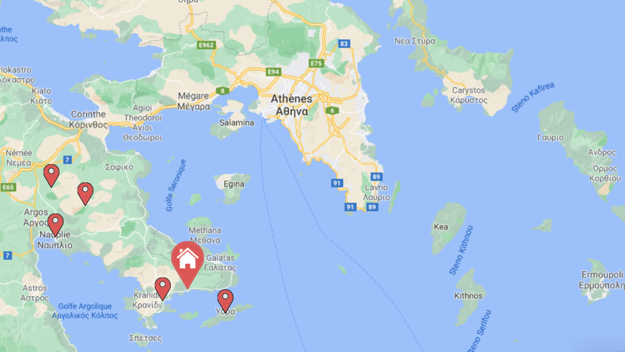 Le Péloponnèse c'est où ? C'est là !! A seulement 2h30 d'Athènes