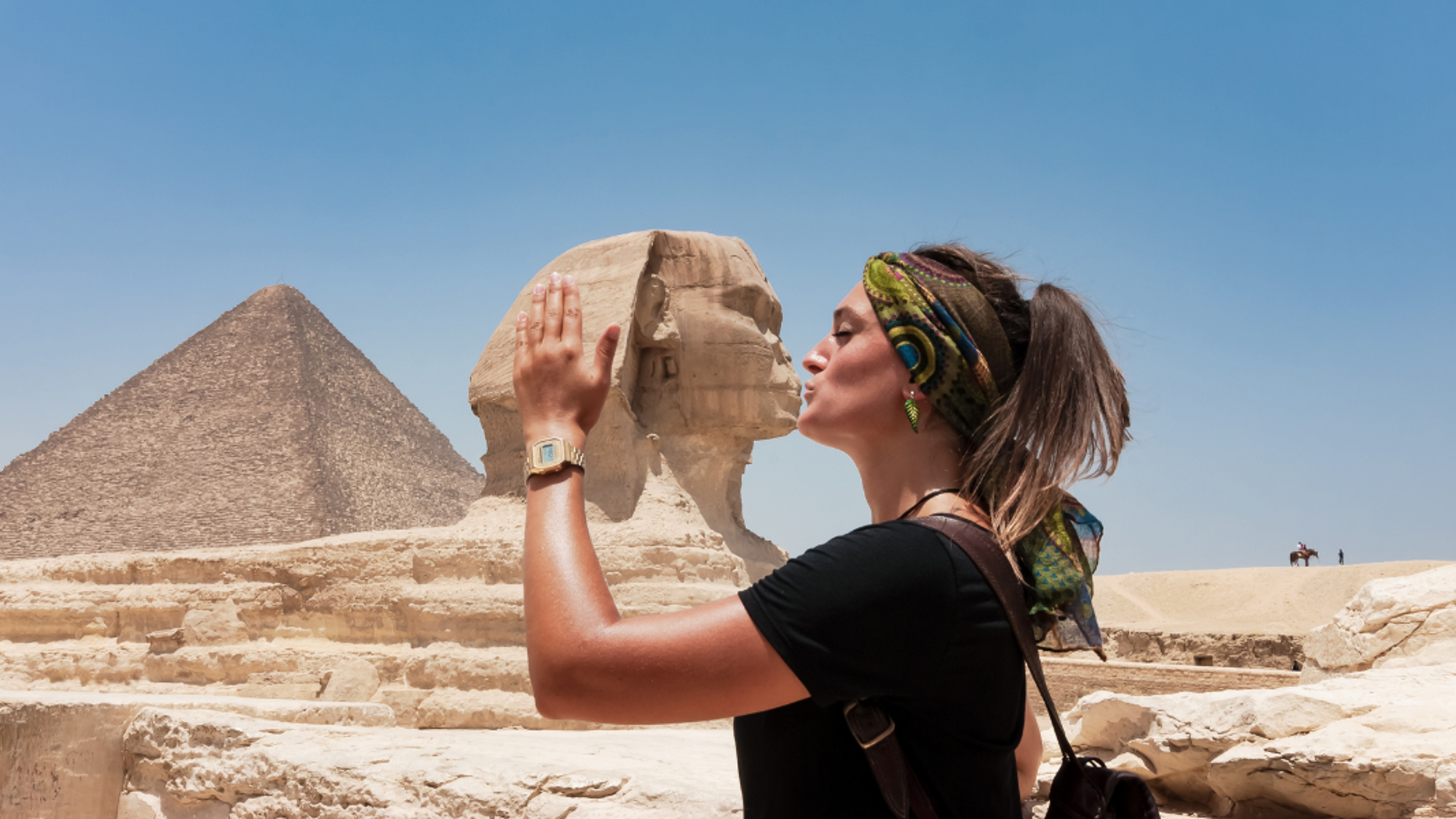 Une pause photo devant le célèbre Sphinx - jour 2