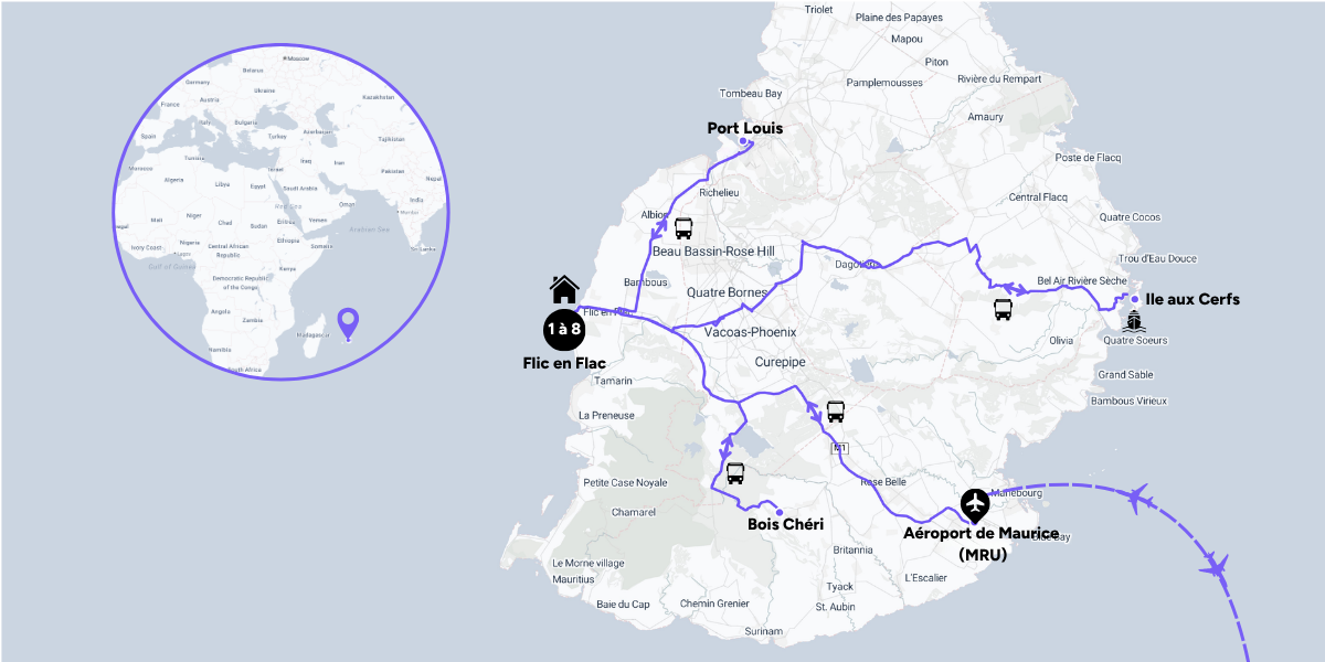 Votre itinéraire à travers l'Ile Maurice