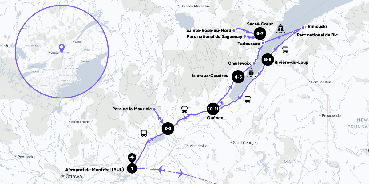 L'itinéraire de votre voyage entre femmes 