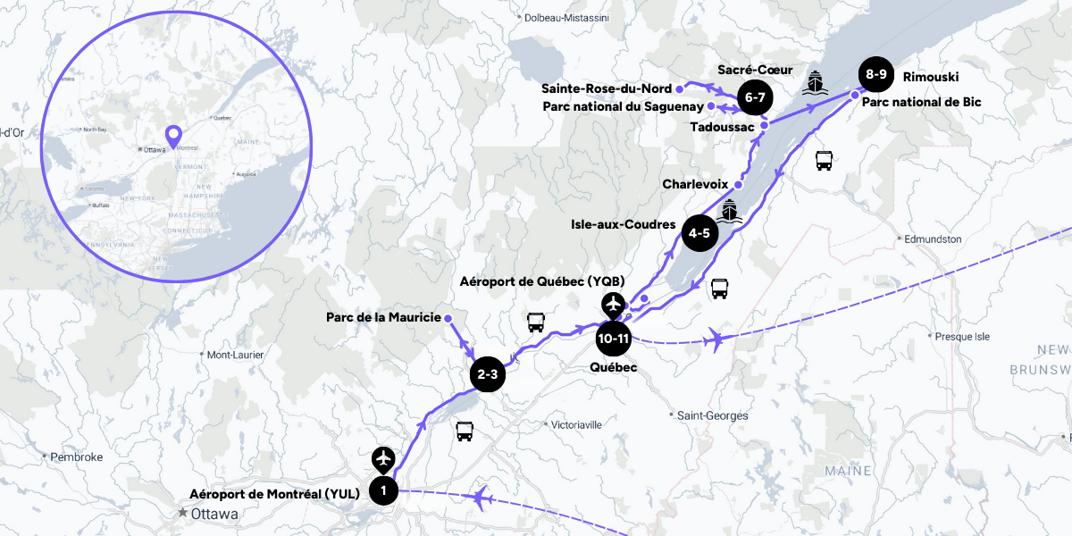 L'itinéraire de votre voyage entre femmes 