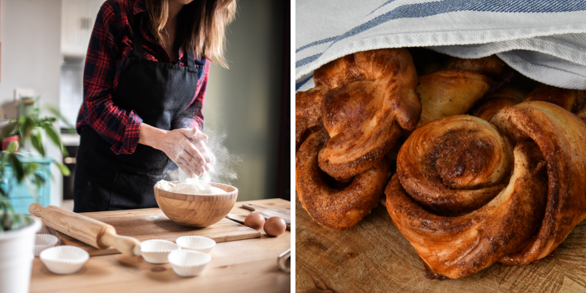 Confection de la fameuse pulla, brioche à la cannelle typique