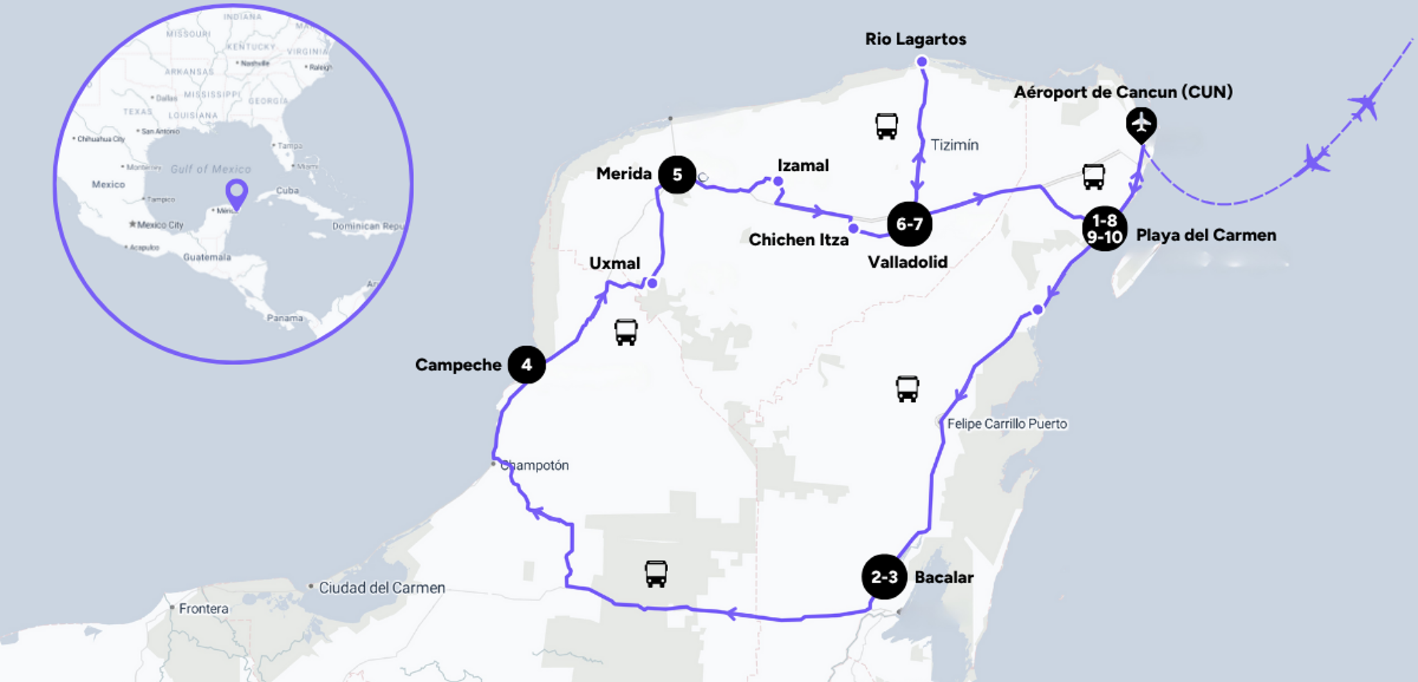 L'itinéraire de votre voyage