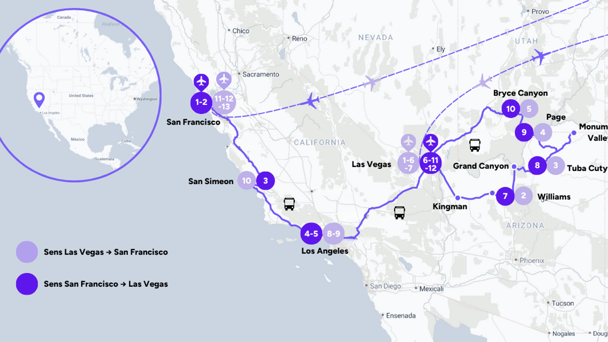 L'itinéraire de votre voyage