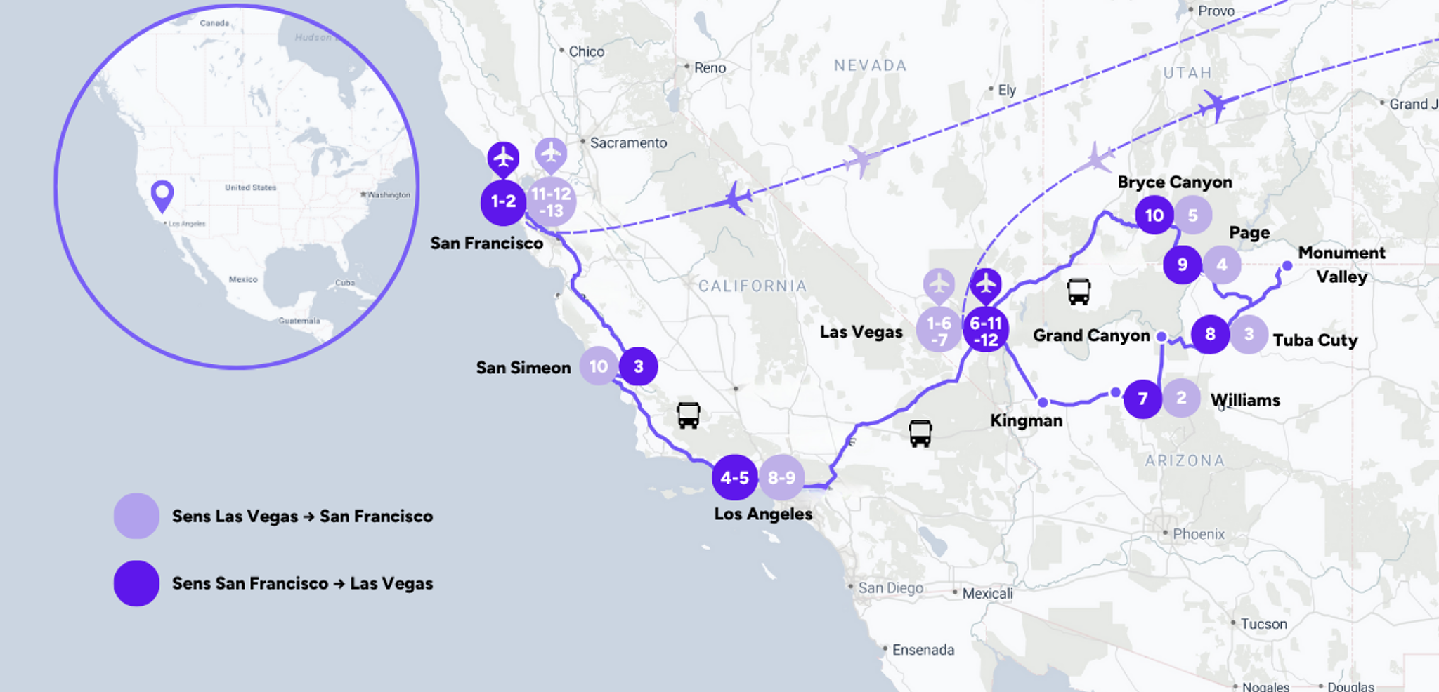 L'itinéraire de votre voyage