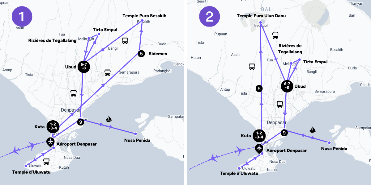 L'itinéraire de votre voyage (selon la date de départ) 