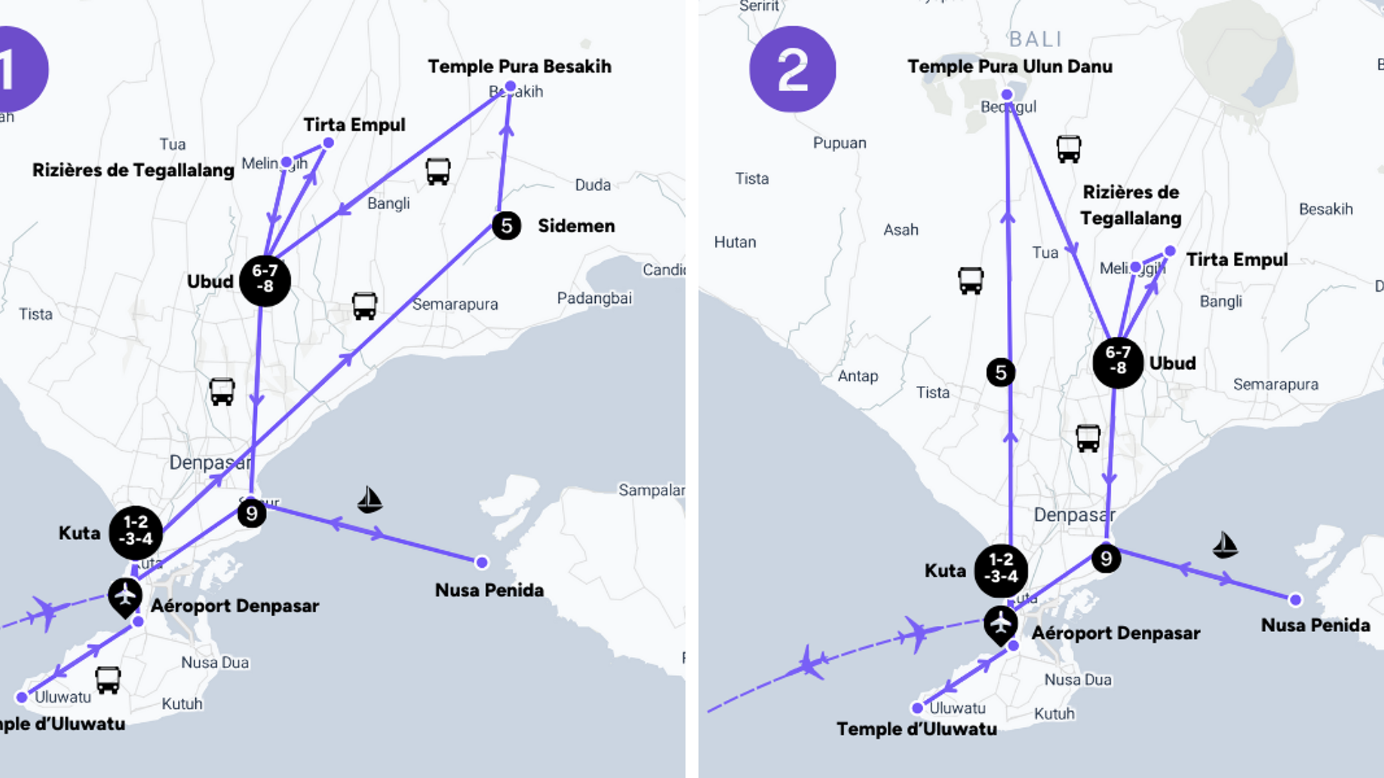 L'itinéraire de votre voyage (selon la date de départ)