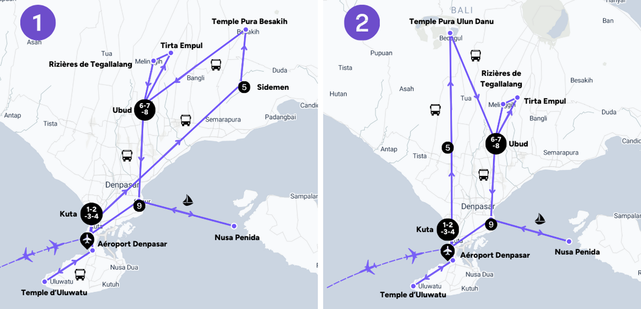 L'itinéraire de votre voyage (selon la date de départ)