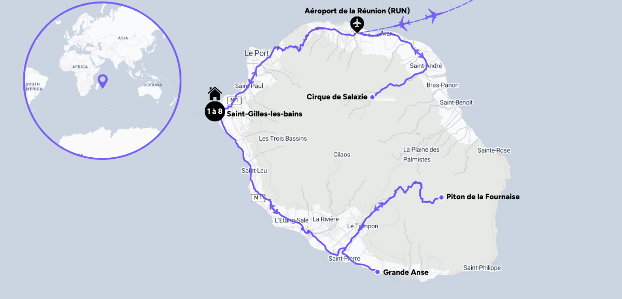 L'itinéraire de votre voyage
