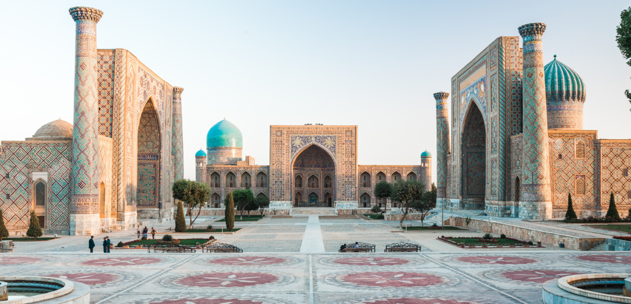 Place Registan au lever du soleil, Samarcande