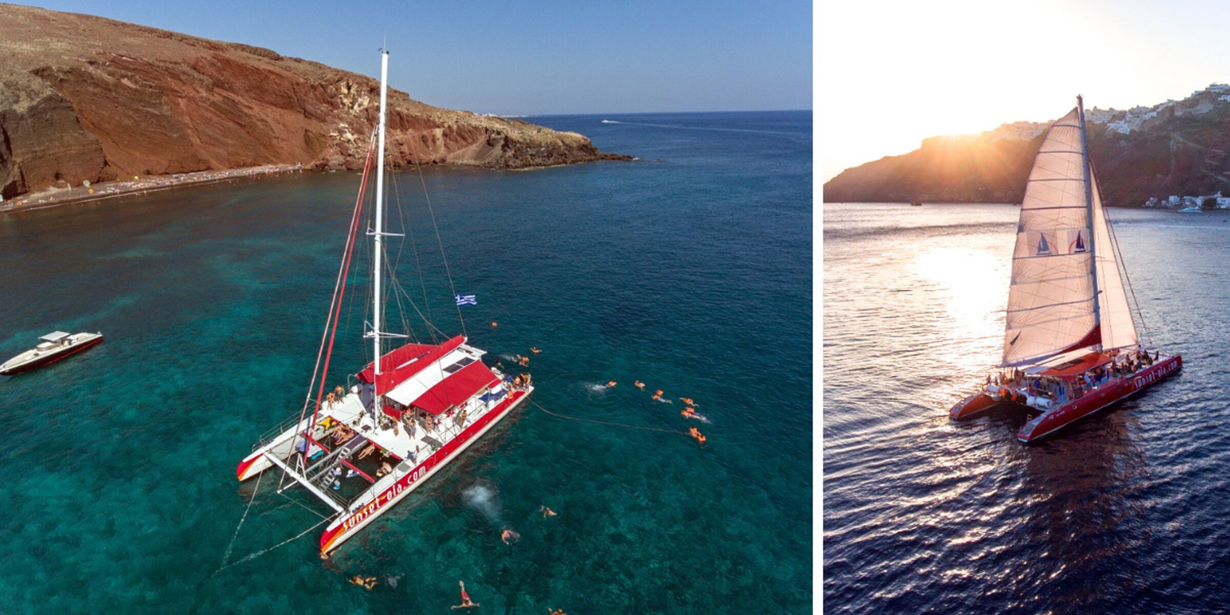 Excursion en catamaran au large de Santorin 