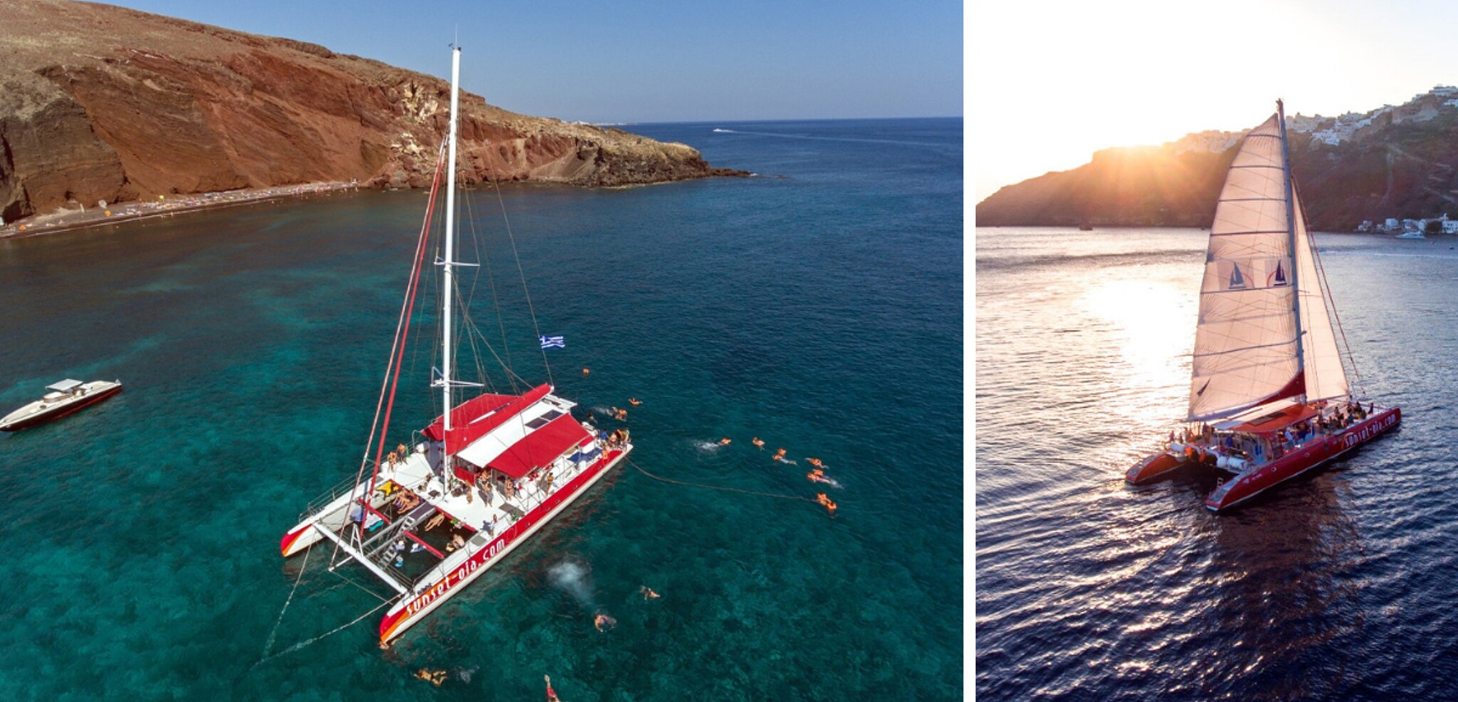 Excursion en catamaran au large de Santorin