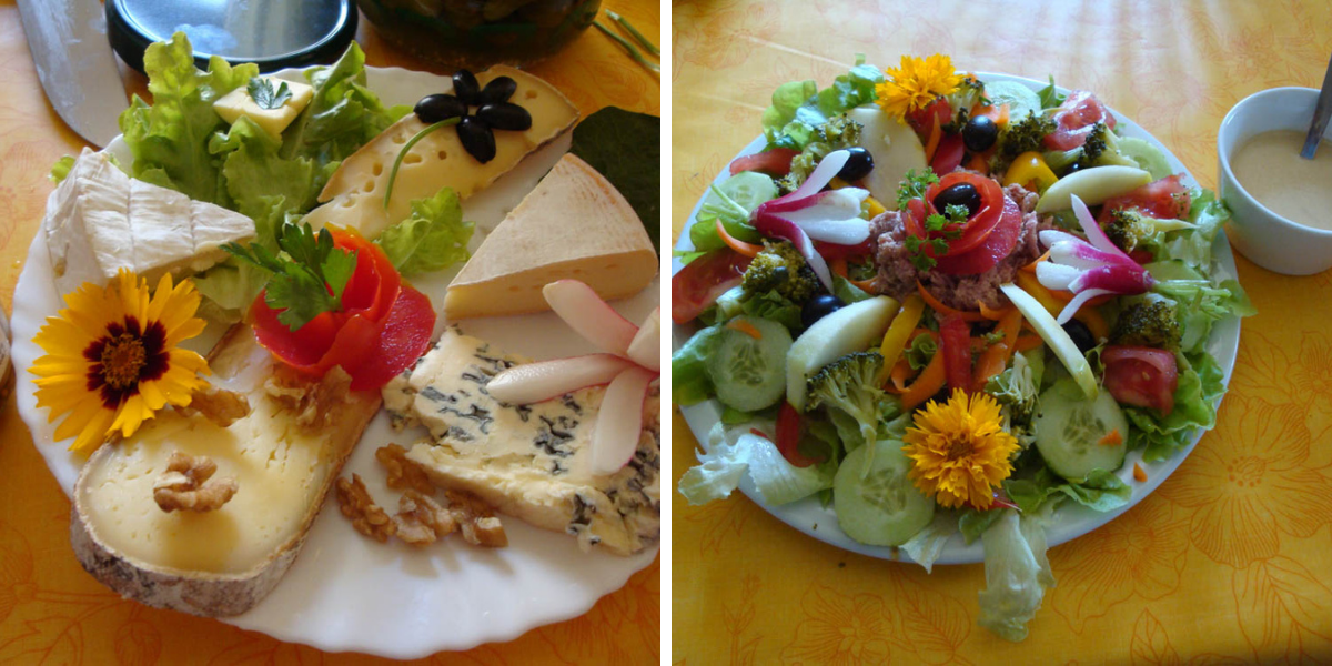 Dîners végétariens avec produits locaux au refuge