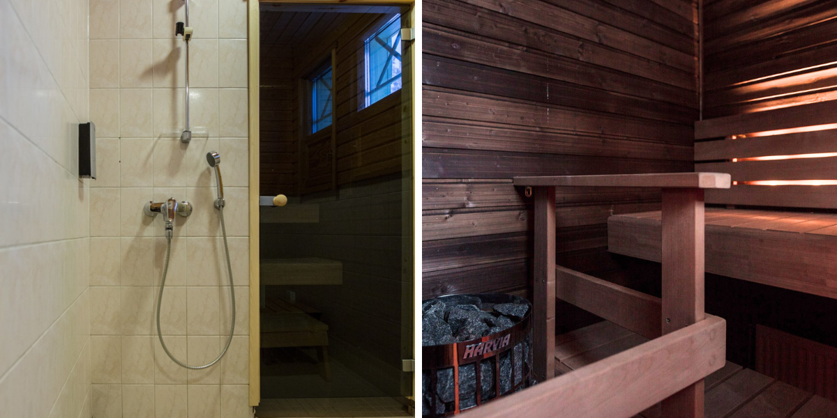 Salle de bain avec sauna