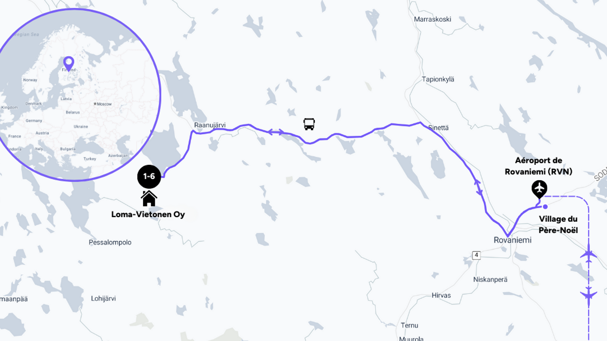 L'itinéraire de votre voyage